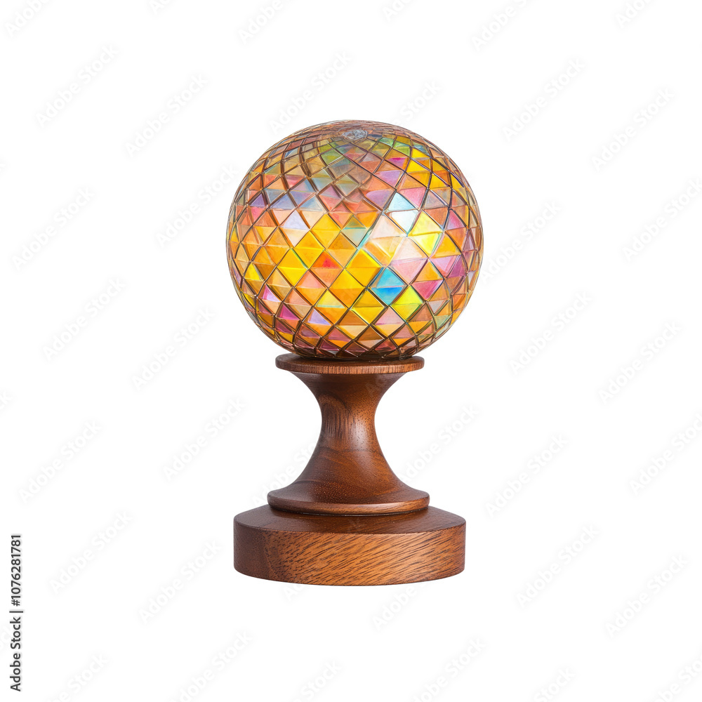 Colorful Glass Globe Lamp on Wooden Stand Colorful Glass Globe Lamp on Wooden Stand