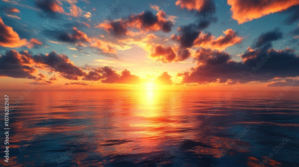 Sunset over Ocean with Dramatic Sky Sunset over Ocean with Dramatic Sky