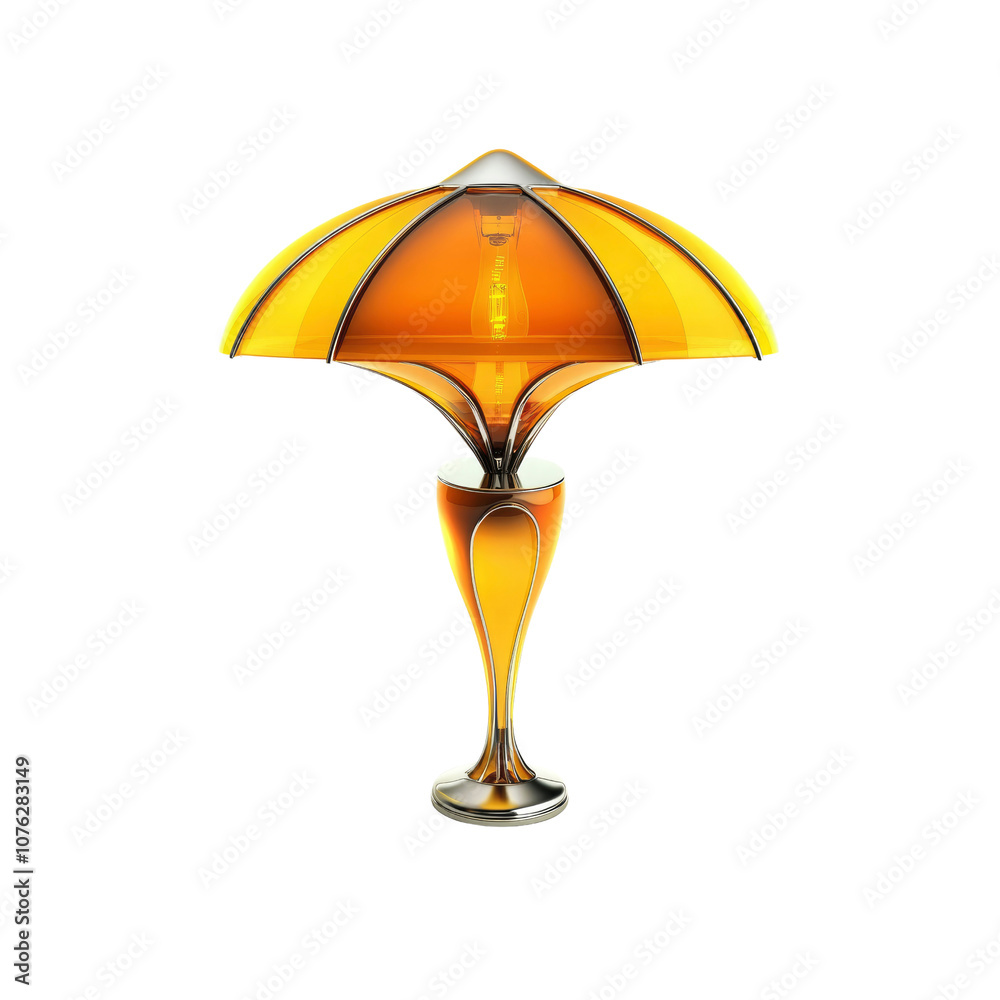 Elegant Yellow Glass Table Lamp with Chrome Accents Elegant Yellow Glass Table Lamp with Chrome Accents