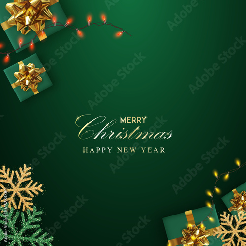 Wallpaper Mural Christmas greetings vector background design. Christmas lights with pine tree, candy cane and gift boxes ornaments and decoration elements in red elegant background.
 Torontodigital.ca