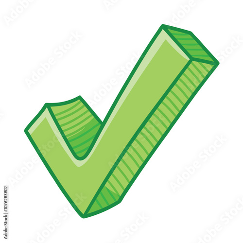 Vector Cartoon Light Green Ok Symbol Yes sign illustration