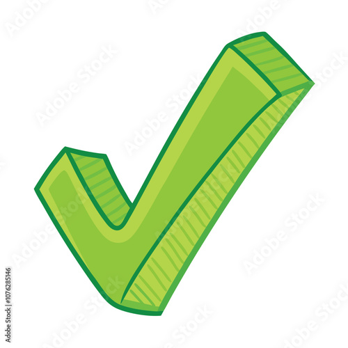 Vector Cartoon Light Green Ok Symbol Yes sign illustration