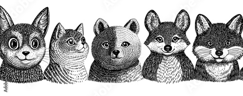 Cats and kittens decorative prints for kids, Scandinavian textile decor for pillows, carpets, clothes. Modern templates for baby cards.