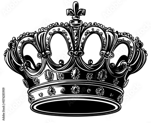 The black crown represents the reign of the king and queen. Isolated crown illustration. Black Isolated Crown. A symbol of power and authority.