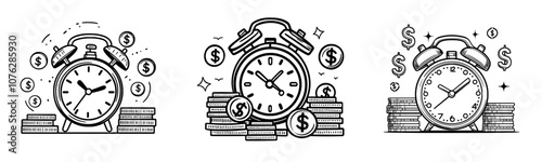 Time clock, money, income, profits, investment, business finance Semi-solid image