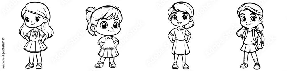 Illustration of a modern schoolgirl on a transparent background Illustration of a modern schoolgirl on a transparent background