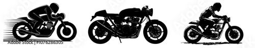 Modern illustration of a black and white motorcycle