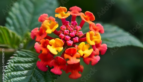 the corolla lantana camara is tubular with 4 irregular lobes the red spherical fruit lantana camara is located in the sepals bearing two hard photo