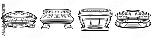 Icon for stadium building with editable strokes.
