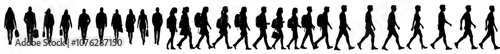 Silhouettes of a business team, a man and a woman, on a white background