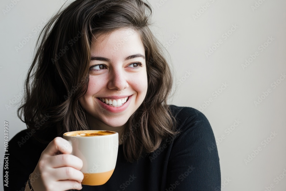 Modern Woman Enjoying Coffee: Minimalist Stock Photography for Lifestyle Designs Modern Woman Enjoying Coffee: Minimalist Stock Photography for Lifestyle Designs