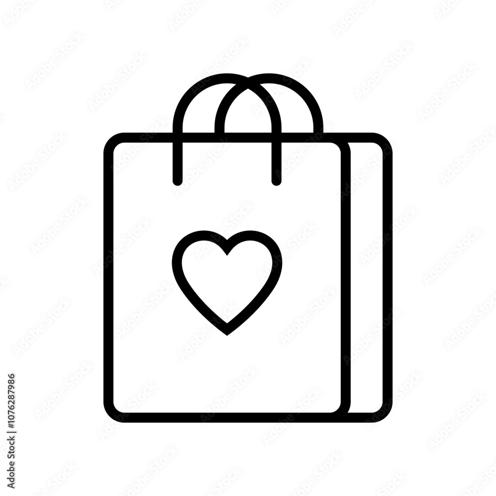 Shopping bag with heart icon. Shopping bag with heart icon.