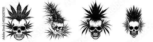 Design of a skull with marijuana leaf on it GanjaGlow Skull.