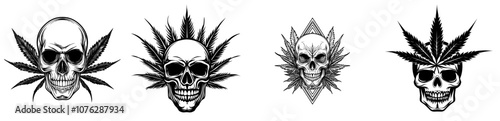 Cannabone Vision Cannabis Logo Modern with skullscape emblem and marijuana icon