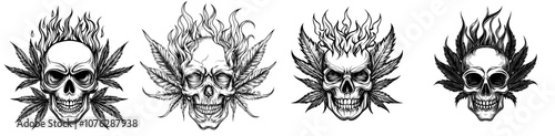 A Skullscape Icon with a Cannabis Leaf and an Emblem of Cannabis
