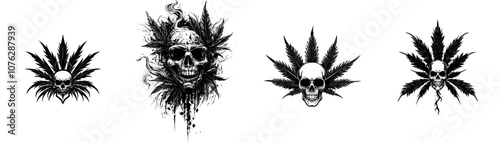 The Mariabone Vision Cannabis Leaf Symbol Skullscape Emblem features a skull and cannabis icon