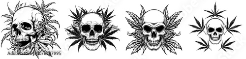 Cannabis Modern Icon Skullweed Design Skull with Cannabis Leaves By Cannabone Vision