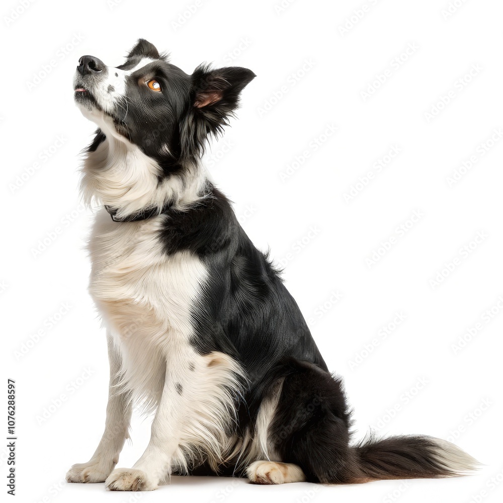 Border Collie Dog Sitting and Gazing at the Sky in a Bright Indoor Setting. Generative AI Border Collie Dog Sitting and Gazing at the Sky in a Bright Indoor Setting. Generative AI