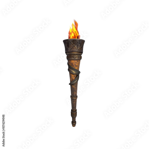 Flaming Torch on White Background