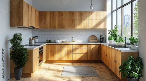 Isometric view of a square kitchen Isolated On PNG Transparent Background And White