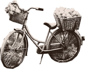 Leinwandbilder Fahrrad Halbton Fahrrad im Schwarzweiss Magazinstil  © taisiyakozorez