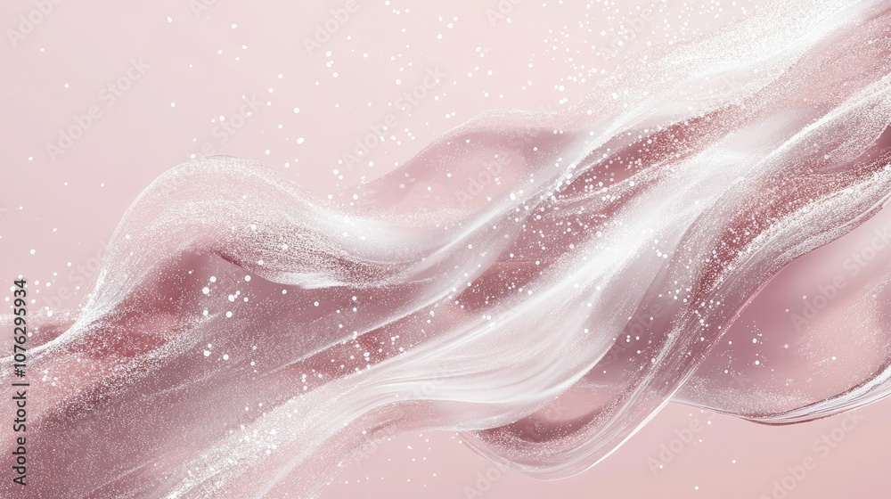 Obraz premium Elegant Soft Waves with Shimmering Effects on a Gentle Pink Background for Abstract Beauty and Artistic Design Inspirations