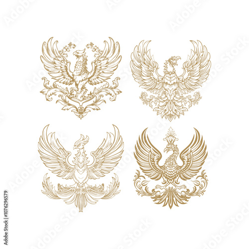 Elegant phoenix bird logo design vector