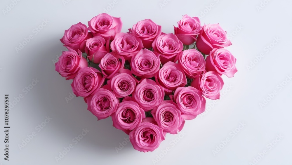 Pink roses arranged in a heart shape, isolated on a white background Pink roses arranged in a heart shape, isolated on a white background