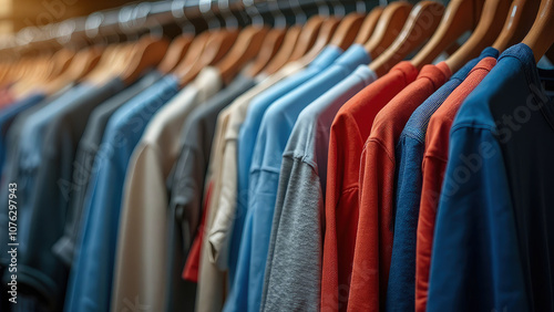 Wallpaper Mural Photorealistic collection of t-shirts displayed for a Black Friday sale. The background has a soft blur, emphasizing the shirts with ample copy space for text Torontodigital.ca