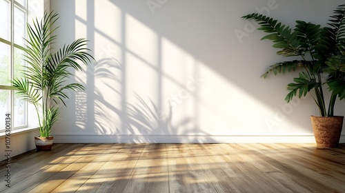 Sunlight Streaming Through a Window into a Room with Greenery