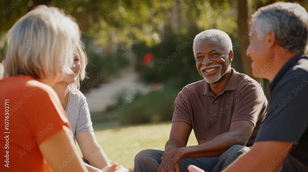 Seniors gathering for a community event, such as a book club or hobby group, showcasing an engaging and fulfilling post-retirement lifestyle