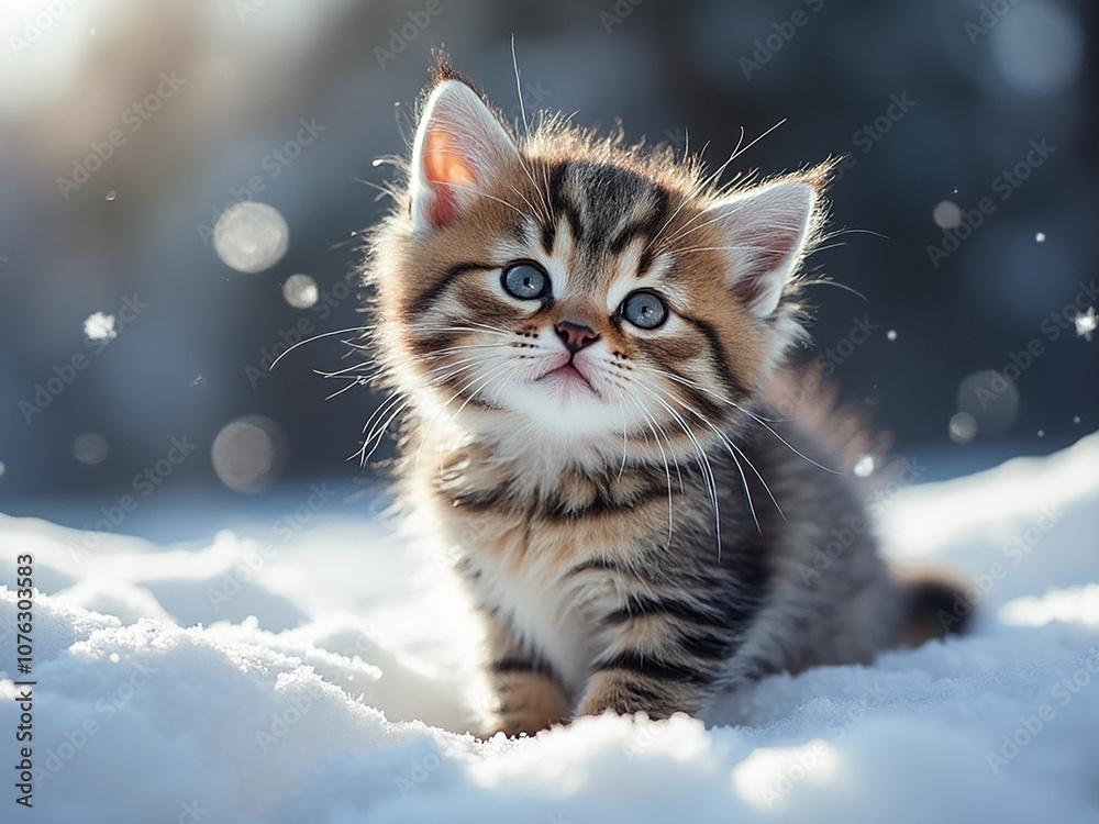 雪と子猫 雪と子猫