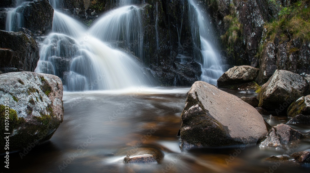 Obraz premium Waterfall Serenity: A Tranquil Cascade in Nature