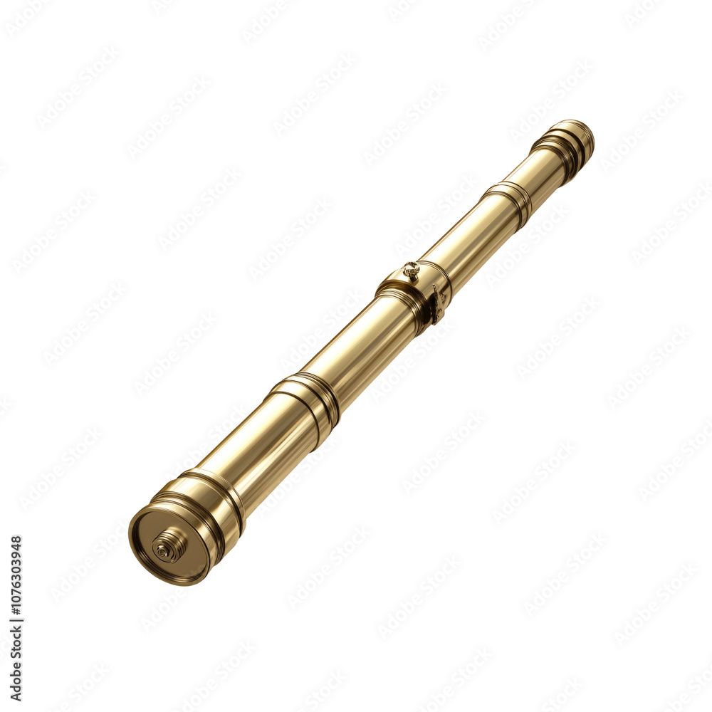 Gold Telescopic Rod Isolated on White Background Gold Telescopic Rod Isolated on White Background