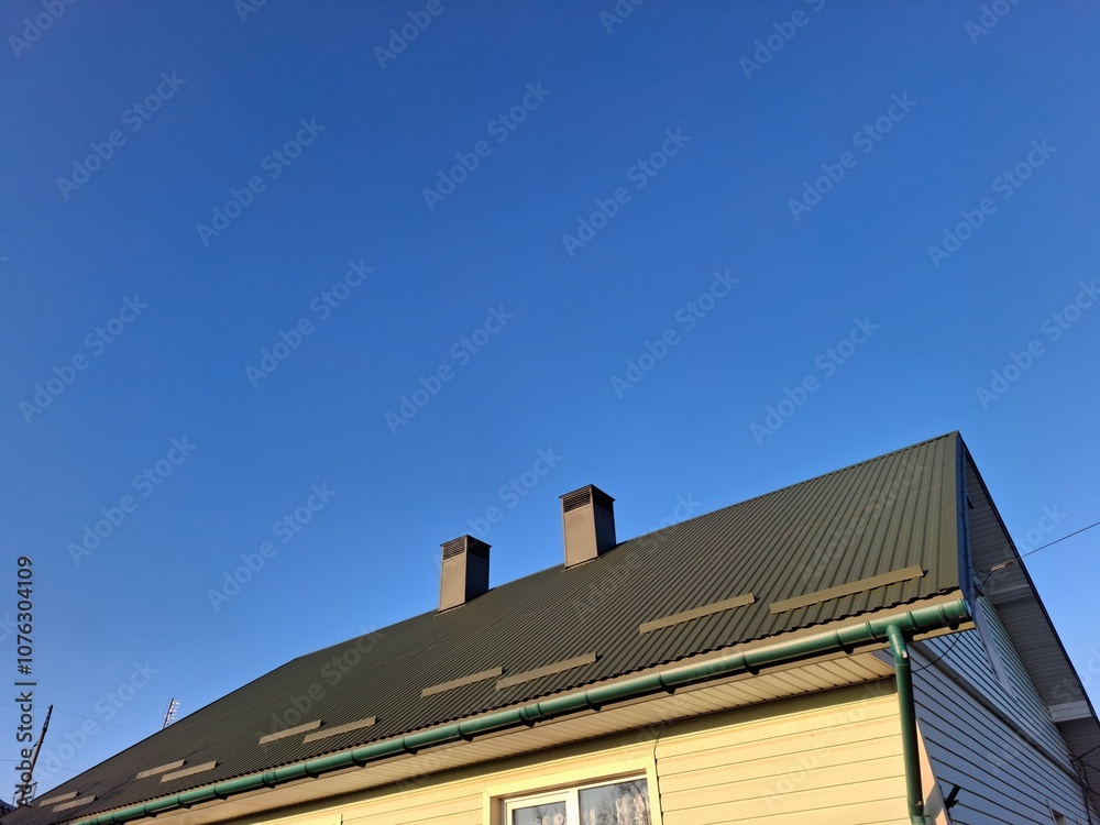 metal profile. roofing. replacement of coating for the house. roof repair metal profile. roofing. replacement of coating for the house. roof repair