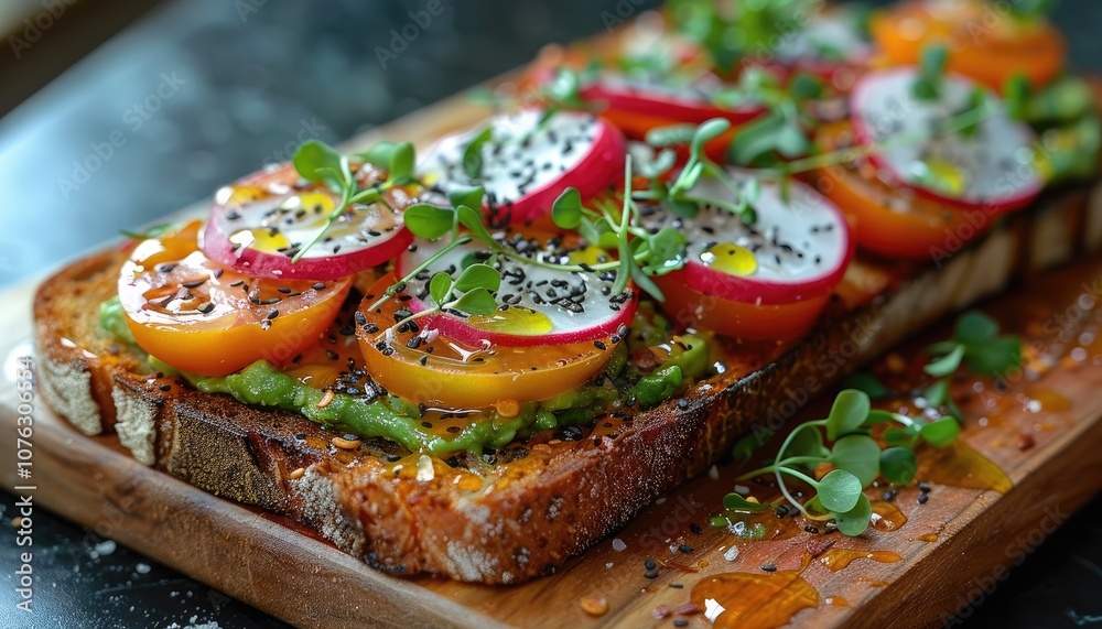 Avocado Toast with Tomatoes, Radishes, and Microgreens Avocado Toast with Tomatoes, Radishes, and Microgreens