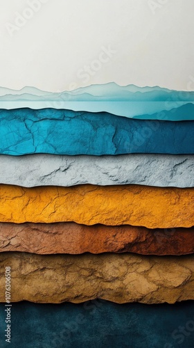 Wallpaper Mural A vivid depiction of layered textures and colors resembling abstract landscapes, showcasing natural beauty and artistic flair. Torontodigital.ca