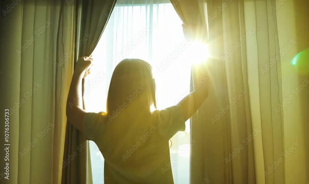 morning cheer as light floods in through opened curtains