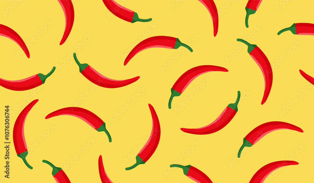 Cute spicy chili pattern background vector design Cute spicy chili pattern background vector design