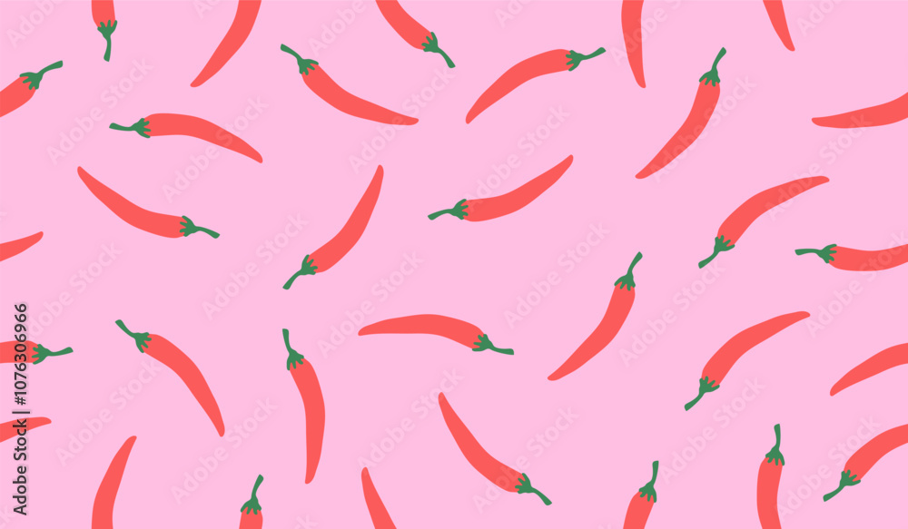 Cute spicy chili pattern background vector design Cute spicy chili pattern background vector design