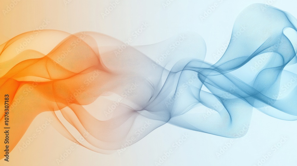 Abstract Waves in Orange and Blue Tones Flowing Gracefully Across a Light Background, Creating a Dynamic and Ethereal Visual Effect Abstract Waves in Orange and Blue Tones Flowing Gracefully Across a Light Background, Creating a Dynamic and Ethereal Visual Effect