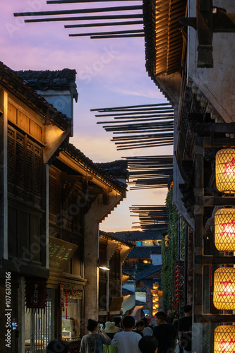 Photography ancient street at night