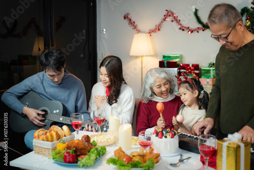 Family Holiday Dinner Celebration, spending happy time together on holidays.