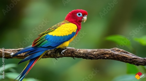 Vibrant Parrot Perched on a Branch in Nature