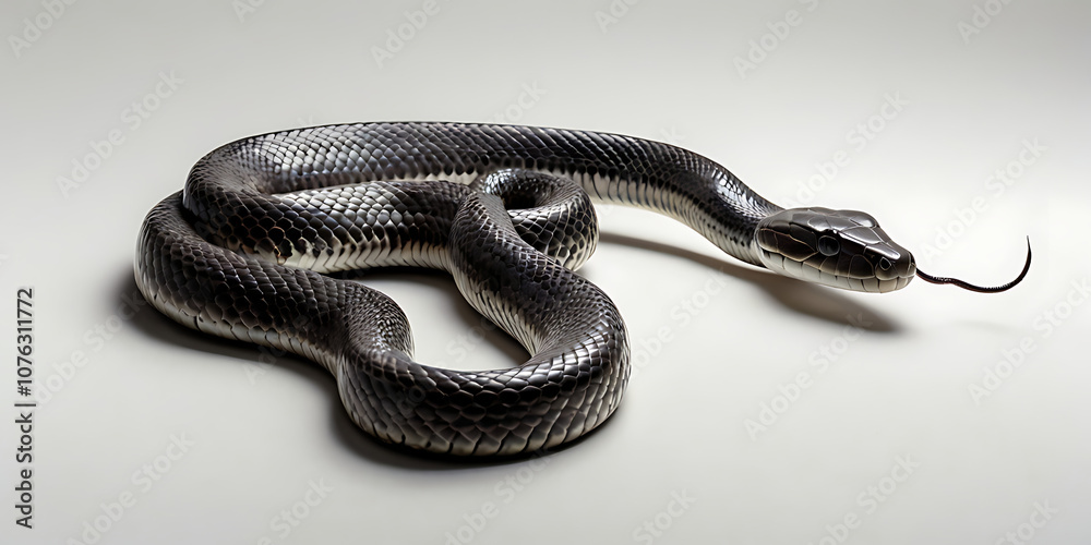 a coiled snake with various unique patterns and types, lying on a white background. Realistic view. created with generative AI a coiled snake with various unique patterns and types, lying on a white background. Realistic view. created with generative AI