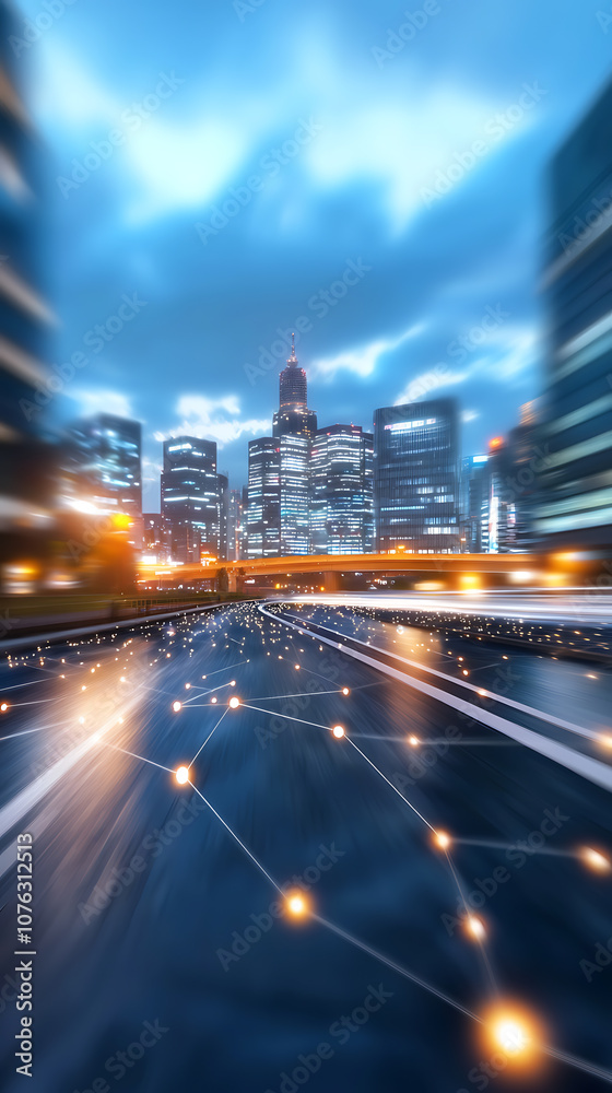 Fototapeta premium Celebrate united states independence day with blockchain and ar innovations in a futuristic city