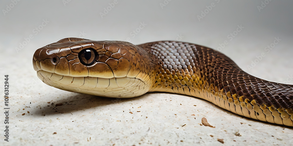 Naklejka premium a coiled snake with various unique patterns and types, lying on a white background. Realistic view. created with generative AI