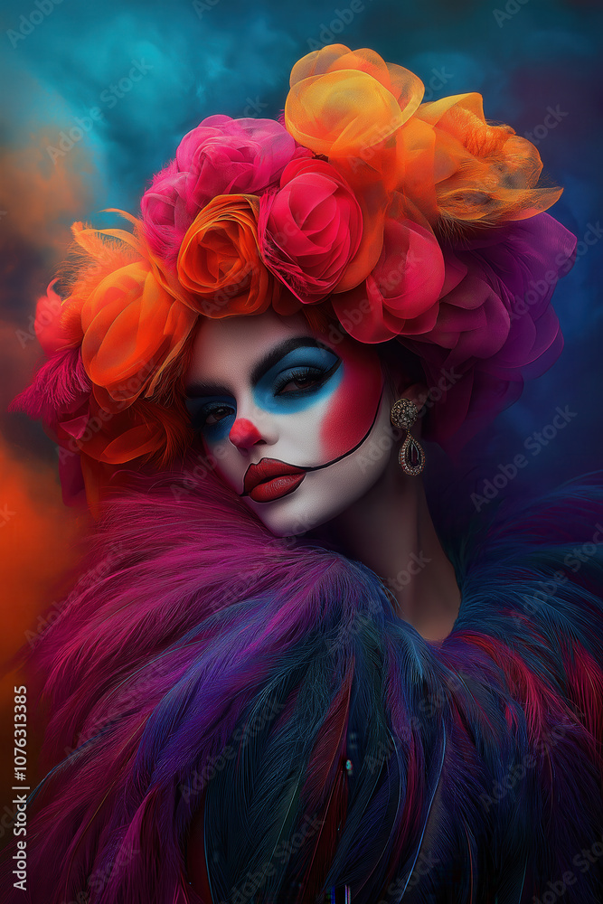 Naklejka premium Frau Clown