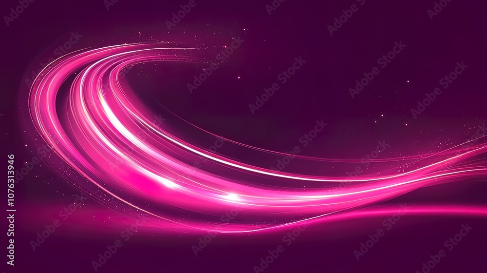 Abstract pink glowing light streaks on a dark background with subtle sparkles. Abstract pink glowing light streaks on a dark background with subtle sparkles.