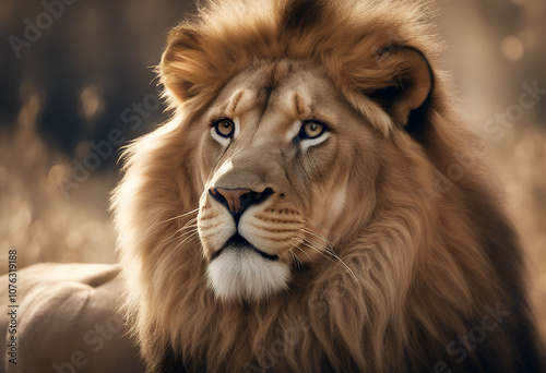 king lion portrait render majestic